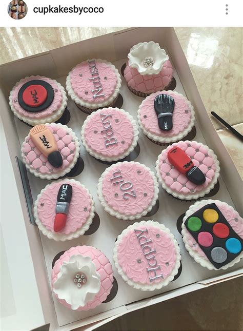 mac makeup theme custom birthday cupcakes cupcake cake designs custom cupcakes fondant