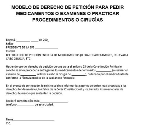 Total 68 Imagen Modelo Derecho De Peticion Salud Cirugia Abzlocalmx