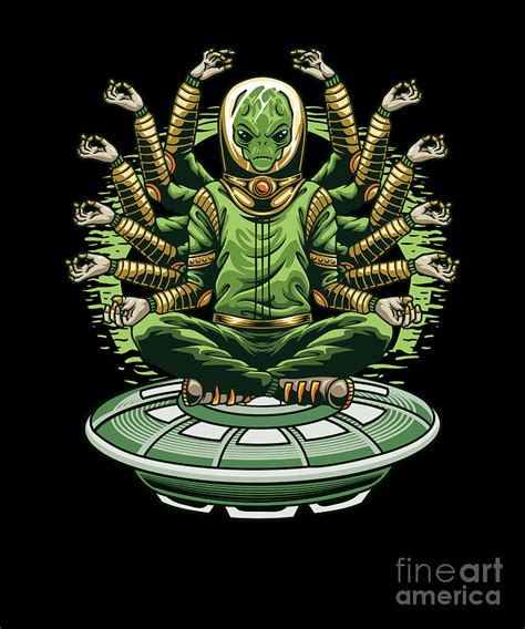 Alien Shiva UFO Believer Aliens Buddhism Gift Digital Art By Thomas Larch