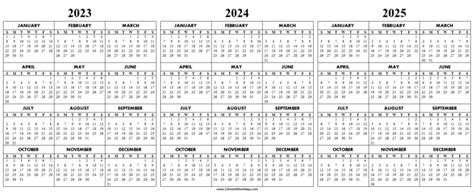 2023 2024 2025 Calendar Download Online Printable Calendar Template