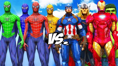 Team Spider Man Vs The Avengers Hulk Iron Man Captain America Thor Vs Spiderman Youtube