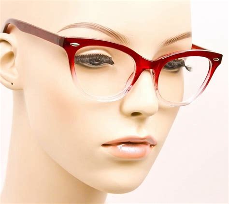Ombre Gradient Cat Eye Frames Demi Fashion Clear Lens Glasses