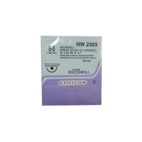 Polyglactin 5 0 Ethicon Absorbable Vicryl Surgical Needled Suture At Rs