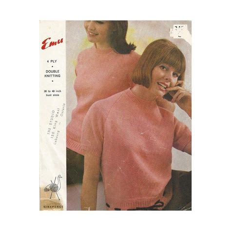 Womens Vintage 60s Pullover Sweater Knitting Pattern Emu 2456 Etsy