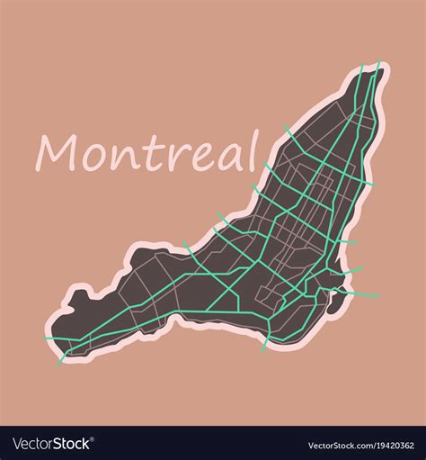 Flat Map Montreal Is A City Canada Royalty Free Vector Image