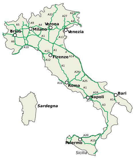 Detailed Road Map Of Italy Italy Detailed Road Map