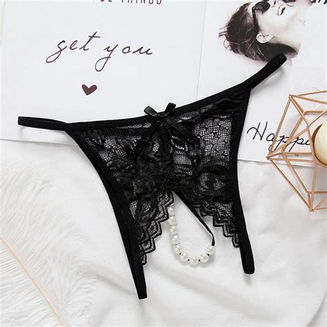 New Arrive Women Sexy Opening Crotch Pearl Panties Ladies Underwear