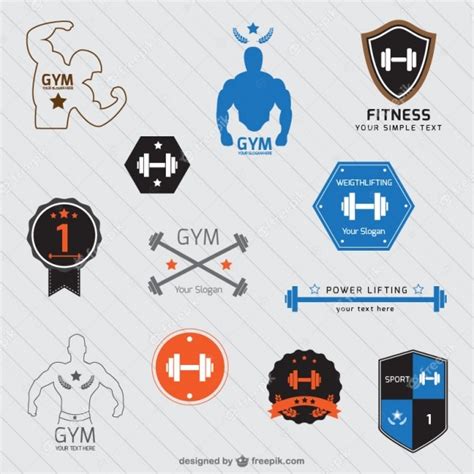 Gym Logos Set Free Vector