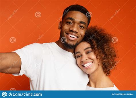 Happy African Couple In Love Taking Selfie Together Stock Image Image Of Adult Selfie 159861899