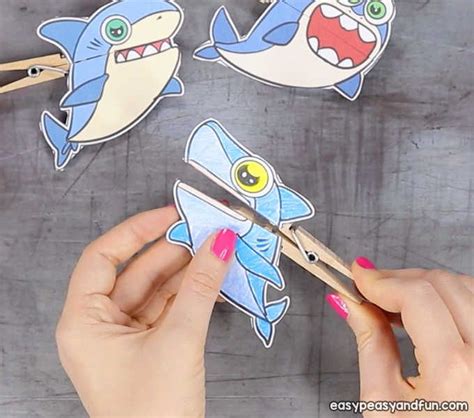 Shark Clothespin Puppet Template Free