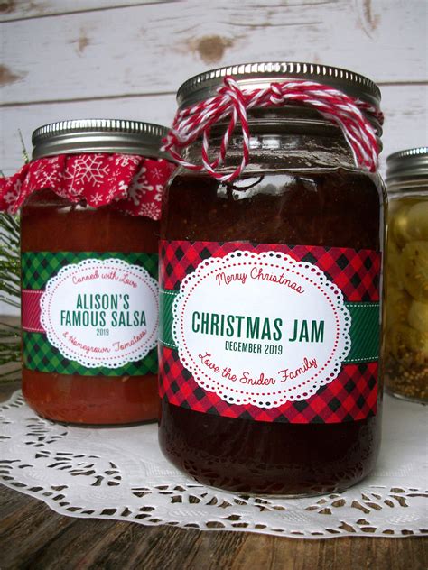 Custom Buffalo Plaid Christmas Rectangle Canning Labels Mason Jar T