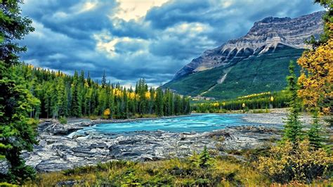 Jasper National Park Canada Rocky Mountains Green Forest And Тurquoise