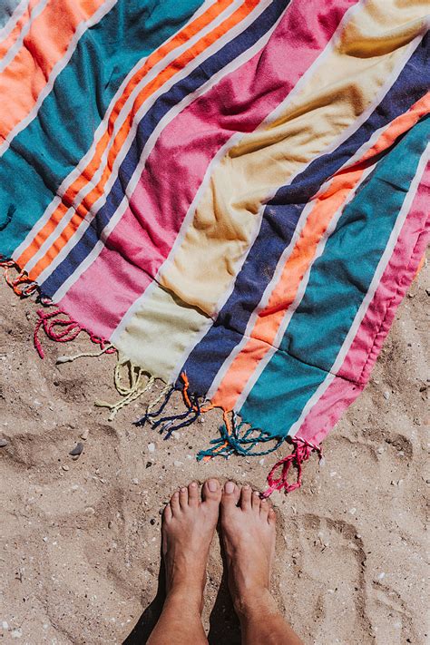 royalty free photo colorful beach towel on the sand pickpik