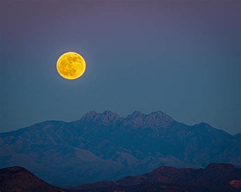 Full Moon Rising Over Four Peaks Rarizona