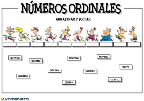 los números ordinales interactive worksheet ordinal numbers english as a second language