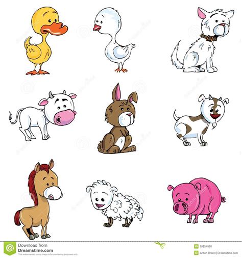 Cartoon Set Of Farm Animals Royalty Free Stock Photos