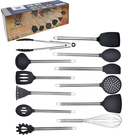 12 Piece Silicone And Stainless Steel Kitchen Cooking And Serving Utensil