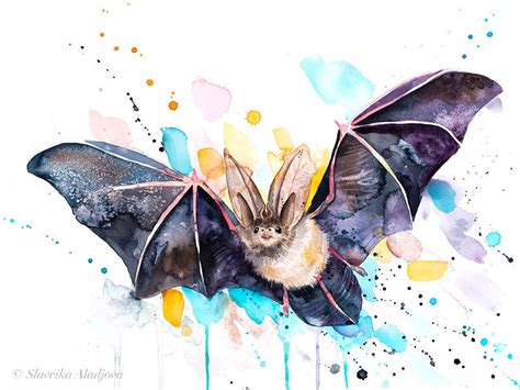 Townsends Big Eared Bat Watercolor Painting Print By Etsy In 2021