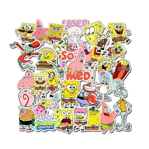 50pcspack Spongebob Stickers Cartoon Graffiti Pegatinas For Motorcycle