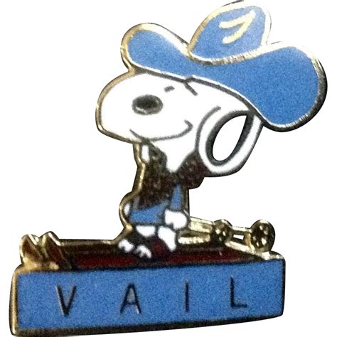 Vintage Snoopy Peanuts Vail Colorado Enamel Cowboy Pin Brooch Vail
