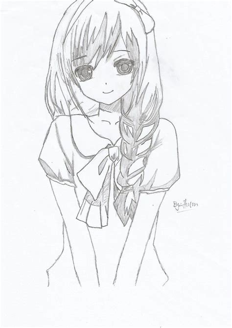 To Draw Simple Anime Girl Drawing Easy Dibujos Bonitos Dibujos