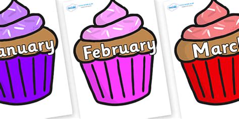 Free Months Of The Year On Cupcakes Teacher Made