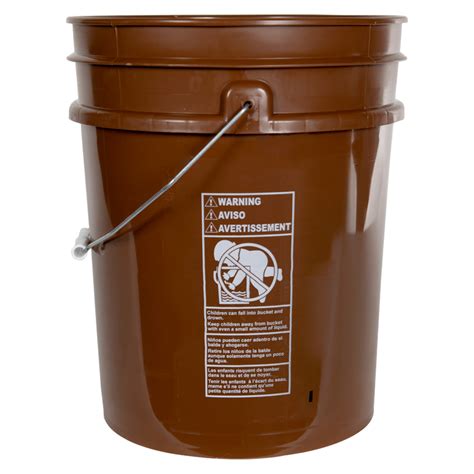 Premium Brown 5 Gallon Bucket Us Plastic Corp