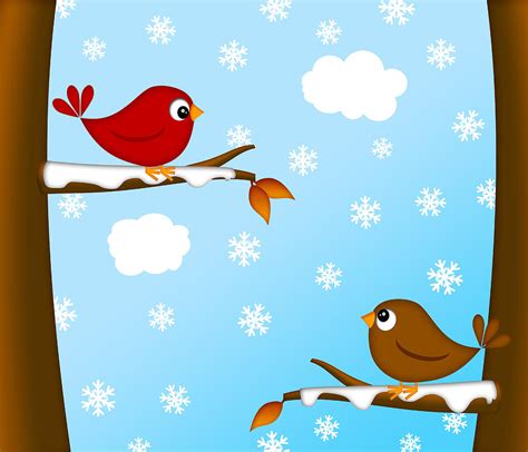 Christmas Red Cardinal Bird Pair Winter Scene Digital Art