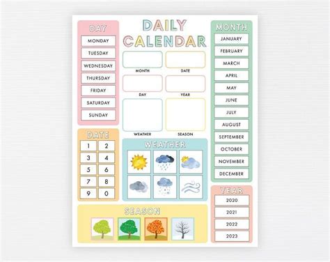 Kids Morning Board Daily Calendar Set Classroom Learning Etsy In 2020