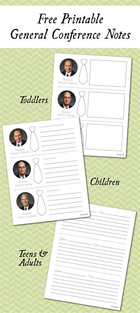 Free Printable Notes For All Ages For General Conference Fab N Free