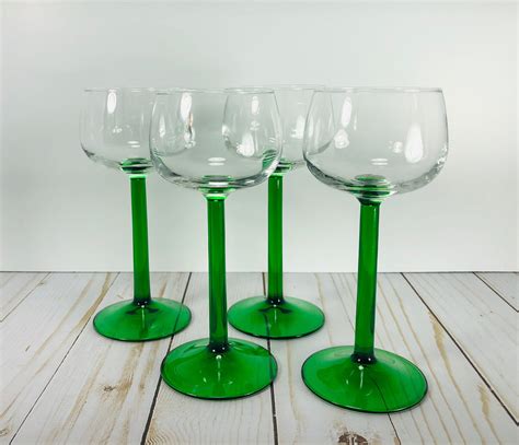 luminarc green wine glasses vintage cristal etsy green wine glasses glassware glass blowing