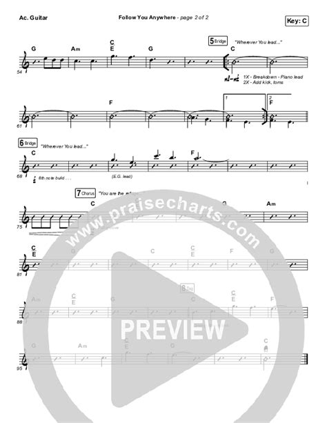 Follow You Anywhere Acoustic Guitar Sheet Music Pdf Passion Kristian Stanfill Praisecharts