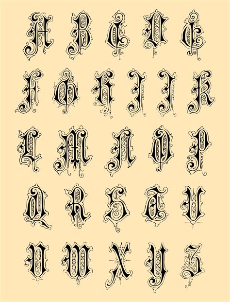 Illuminated Manuscript Letter Hand Lettering Alphabet Stamped