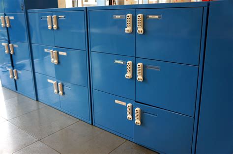 6 Compartment Lockers With Combination Locks In Blue Office Resale