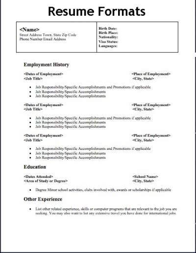 The companies which do not accept emails with attachments, this type of resume can be sent as the part of the body of the. Different Types Of Resume Formats That Will give Your Resume a Professional Design - SureJob