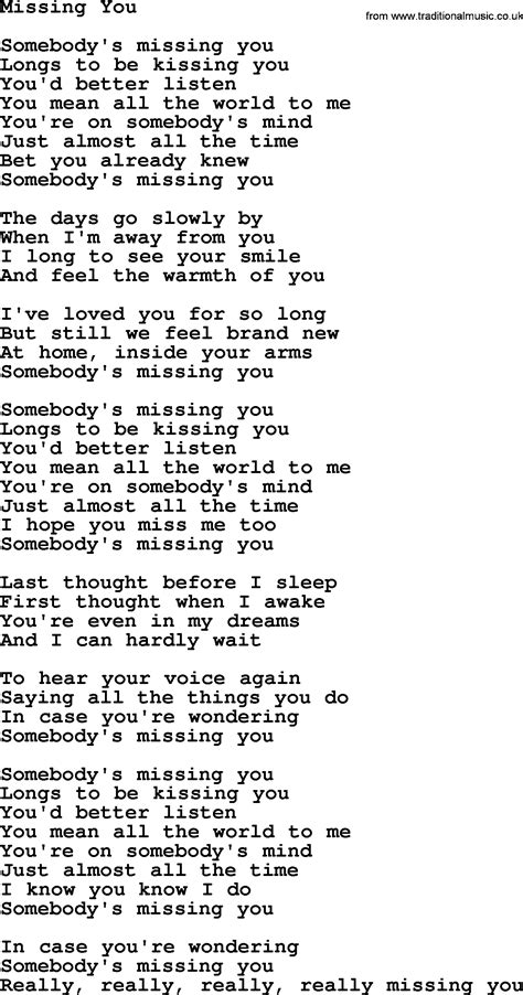 Dolly Parton Song Missing You Lyrics