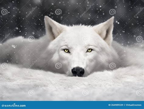 A Captivating White Wolf Facing At The Camera Ai Generative Image