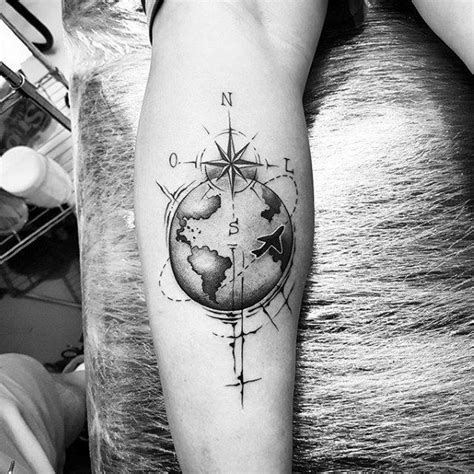 Globe With Compass Wanderlust Mens Leg Tattoo Hai Tattoos Best Leg