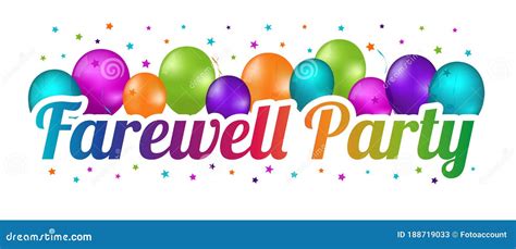 Farewell Party Banner Colorful Vector Illustration With Balloons And