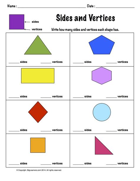 Worksheet Sides And Vertices Count And Write How Many Sides And Vertices Each 2 Dimesional