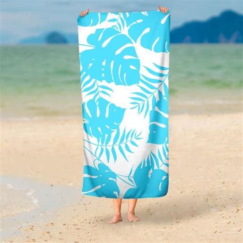 Blue Tropical Beach Towel Tropical Leaf Towel Sea Blue Towel Blue