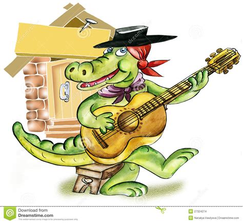Alligator Jouant La Guitare Illustration Stock Illustration Du Drôle