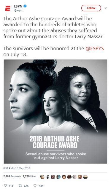 Jordyn Wieber Other Larry Nassar Victims To Receive Arthur Ashe Courage Award At 2018 Espys