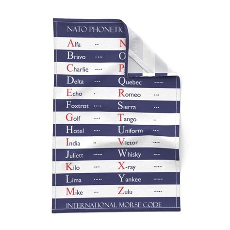 Nato Phonetic Alphabet And Morse Code Tea Towel Printed Tea Towel Tea