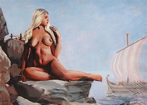 Fine Art Female Nude Jennie As Seanympth Goddess Multimedia Painting Painting By G Linsenmayer