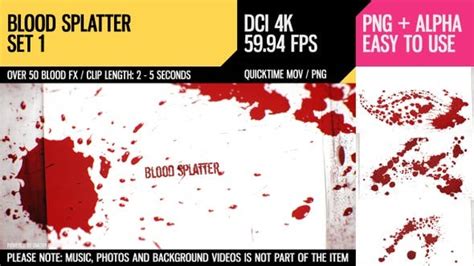 Blood Splatter 4k Set 1 Rapid Download 22642965 Videohive Motion Graphics
