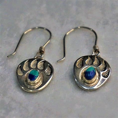 Unique Navaho Turquoise Bear Paw Earrings Vintage Rare Find Etsy