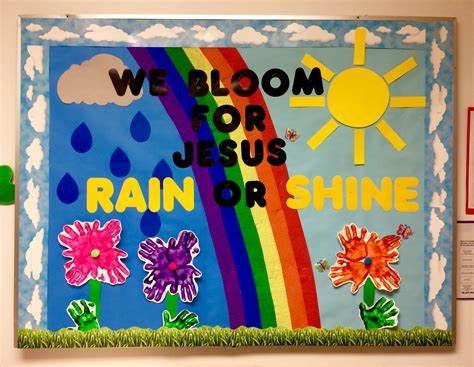 We Bloom For Jesus Rain Or Shine Spring Bulletin Board Idea Spring