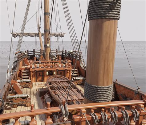 This 3d Galleon Includes A Fully Detailed Interior On Behance