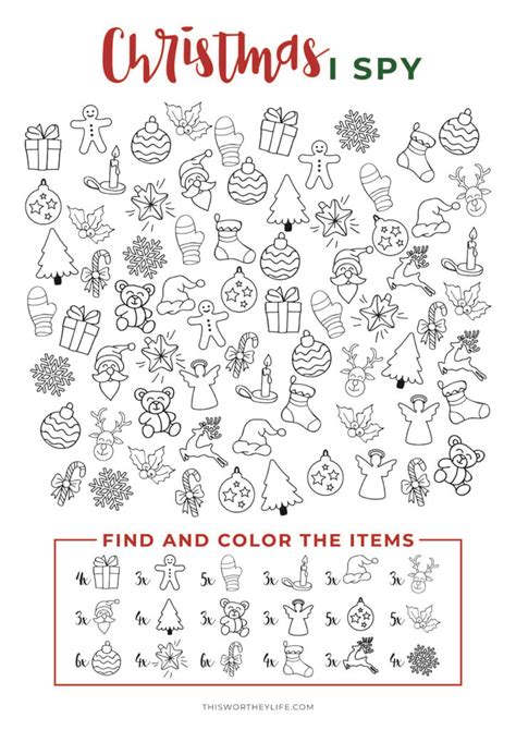 Fun I Spy Christmas Free Printable Coloring Page For All Ages